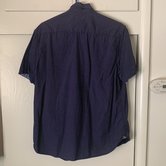 Short sleeve men’s button-down – denim and flower - slim fit size large men’s - Picture 5 of 6